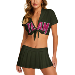 Custom Olive Pink Cheerleading Uniform Set
