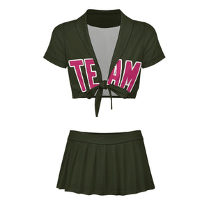 Custom Olive Pink Cheerleading Uniform Set