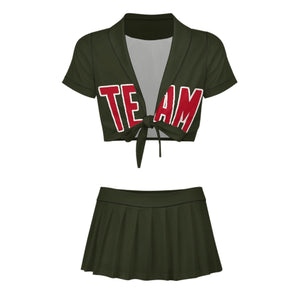 Custom Olive Red Cheerleading Uniform Set