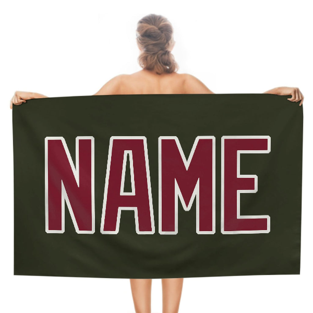 Custom Olive Crimson Red Beach Towel