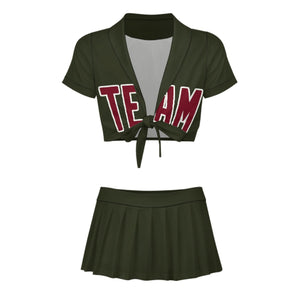 Custom Olive Crimson Red Cheerleading Uniform Set