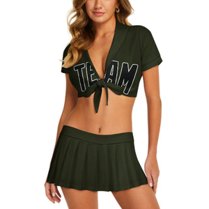 Custom Olive Black Cheerleading Uniform Set