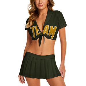 Custom Olive Yellow Cheerleading Uniform Set