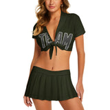 Custom Olive Dark Grey Cheerleading Uniform Set