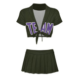 Custom Olive Light Purple Cheerleading Uniform Set