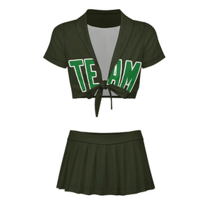 Custom Olive Emerald Green Cheerleading Uniform Set