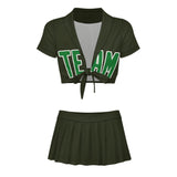 Custom Olive Emerald Green Cheerleading Uniform Set
