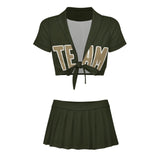 Custom Olive Light Khaki Cheerleading Uniform Set