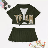 Custom Olive Light Khaki Cheerleading Uniform Set