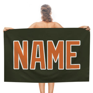 Custom Olive Orange Beach Towel