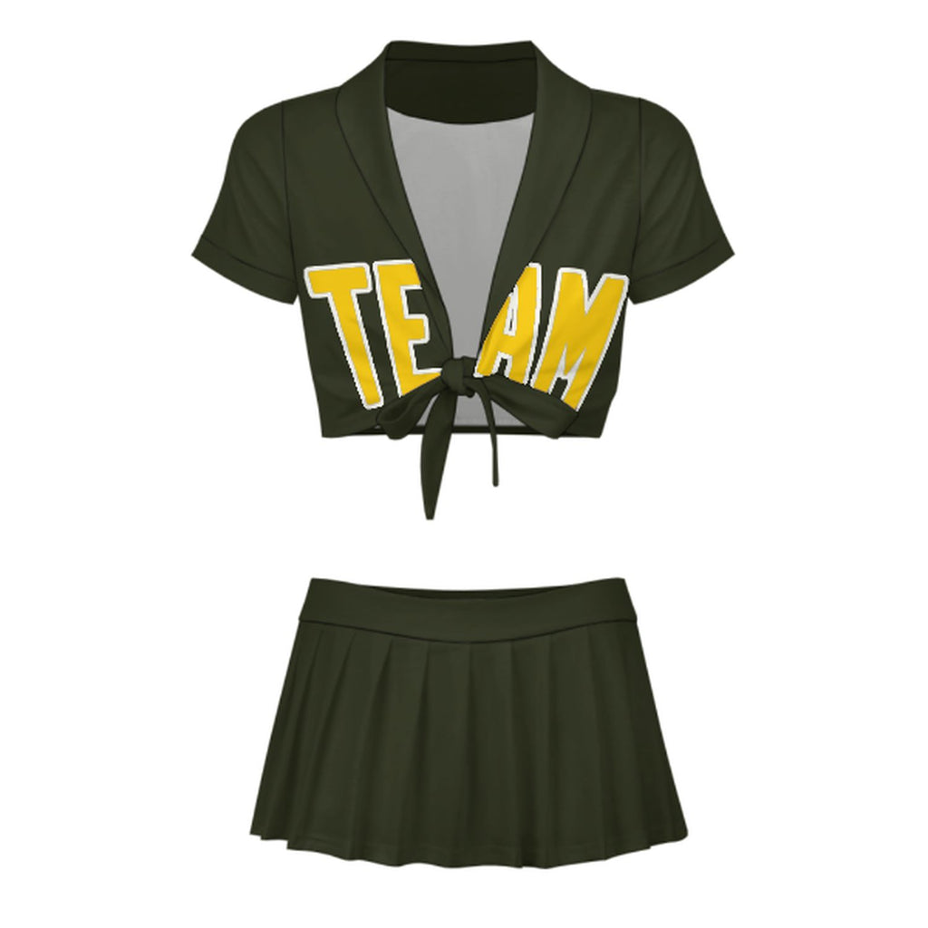 Custom Olive Gold Cheerleading Uniform Set
