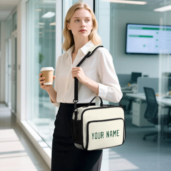 Custom Cream Green Lunch Bag