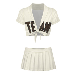 Custom Cream Brown Cheerleading Uniform Set