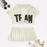 Custom Cream Brown Cheerleading Uniform Set