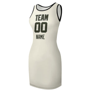 Custom Cream Olive Sleeveless Vest Dress