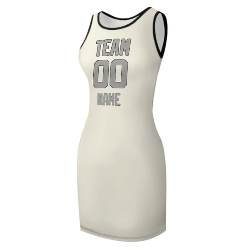 Custom Cream Gray Sleeveless Vest Dress