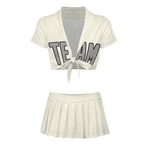 Custom Cream Gray Cheerleading Uniform Set