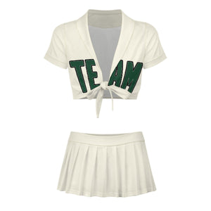 Custom Cream Green Cheerleading Uniform Set
