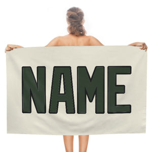 Custom Cream Dark Green Beach Towel