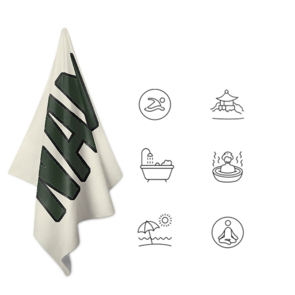 Custom Cream Dark Green Beach Towel
