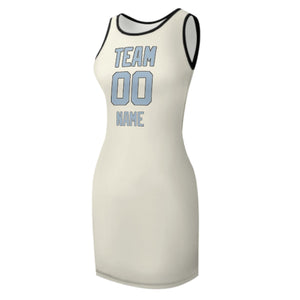 Custom Cream Light Blue Sleeveless Vest Dress