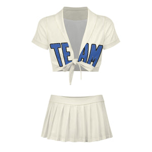 Custom Cream Sky Blue Cheerleading Uniform Set
