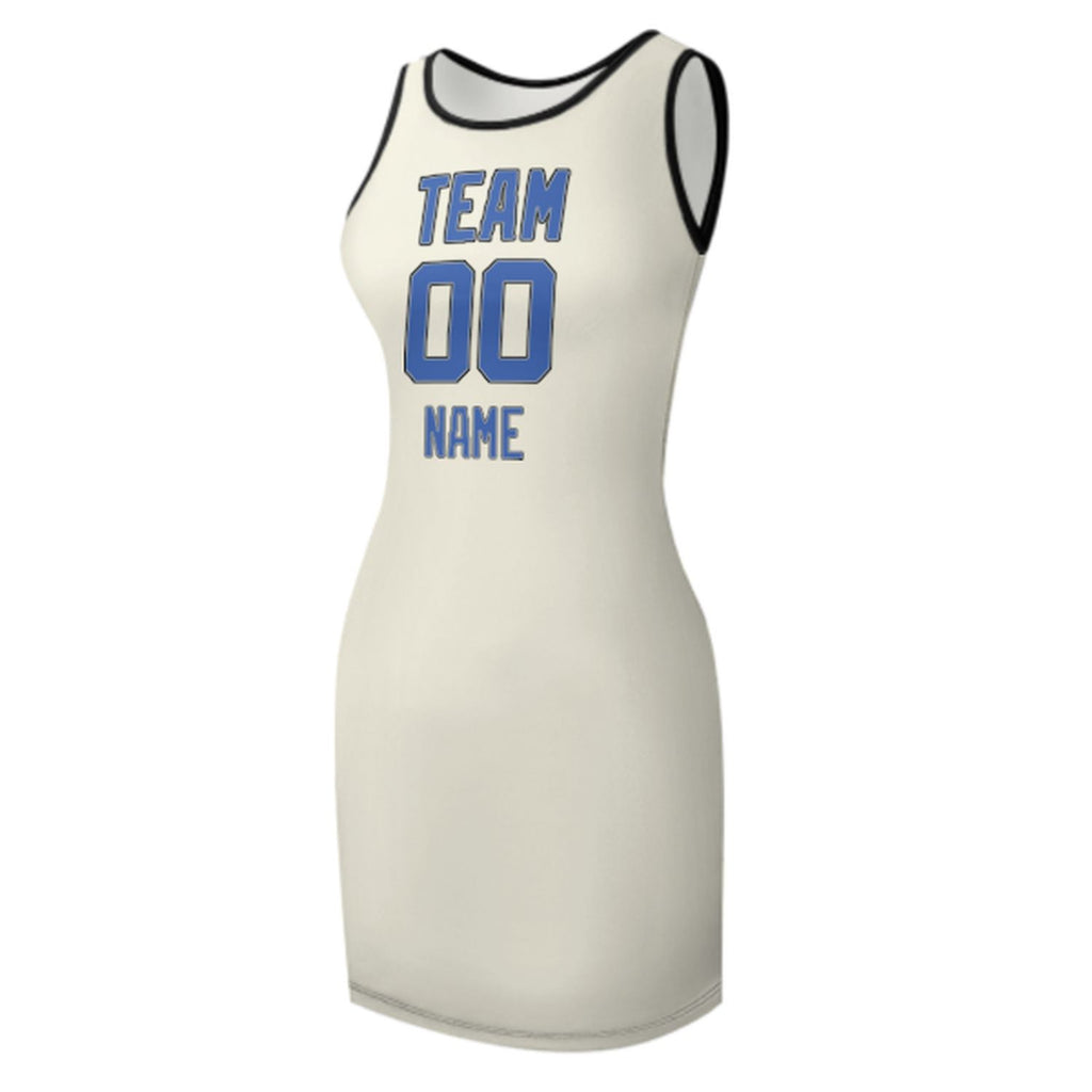 Custom Cream Sky Blue Sleeveless Vest Dress