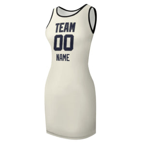 Custom Cream Navy Sleeveless Vest Dress