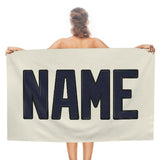 Custom Cream Navy Beach Towel