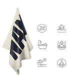 Custom Cream Navy Beach Towel