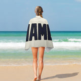 Custom Cream Navy Beach Towel