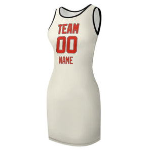 Custom Cream Orange Red Sleeveless Vest Dress