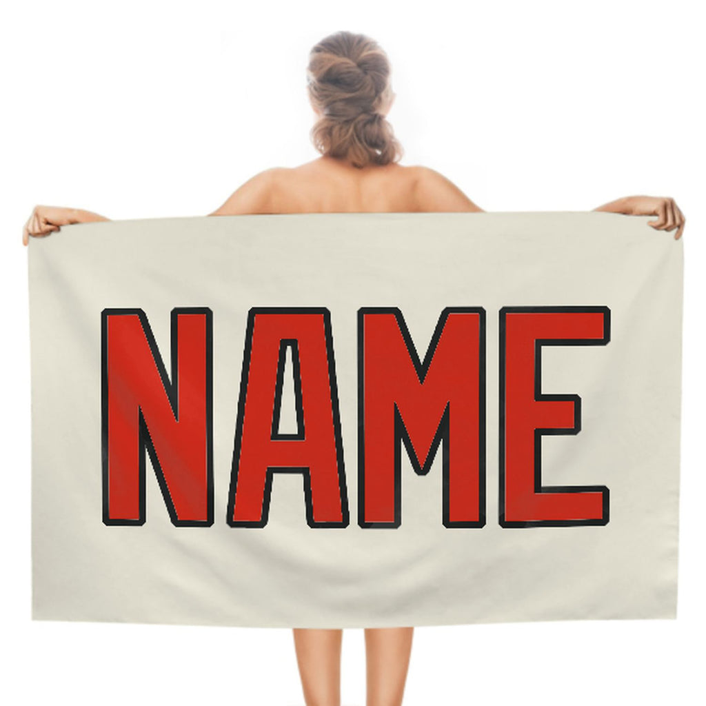 Custom Cream Orange Red Beach Towel
