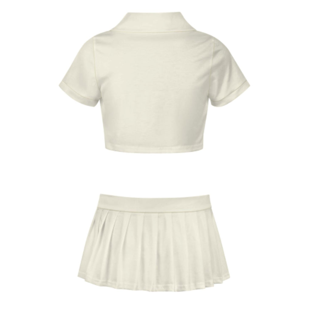 Custom Cream Orange Red Cheerleading Uniform Set