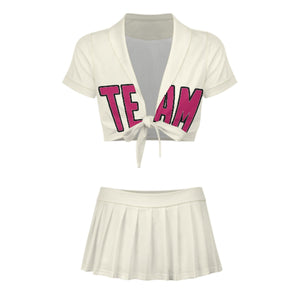 Custom Cream Pink Cheerleading Uniform Set