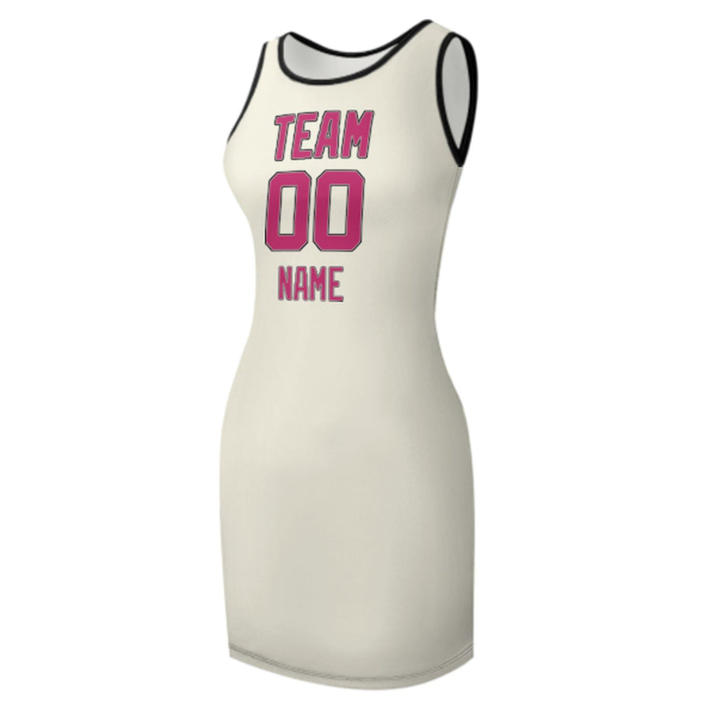 Custom Cream Pink Sleeveless Vest Dress