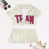 Custom Cream Pink Cheerleading Uniform Set