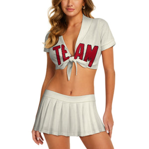 Custom Cream Red Cheerleading Uniform Set