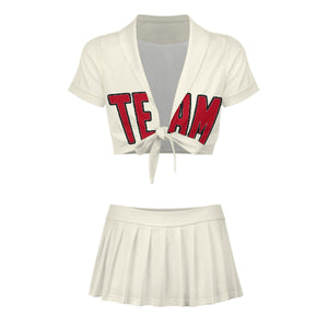 Custom Cream Red Cheerleading Uniform Set