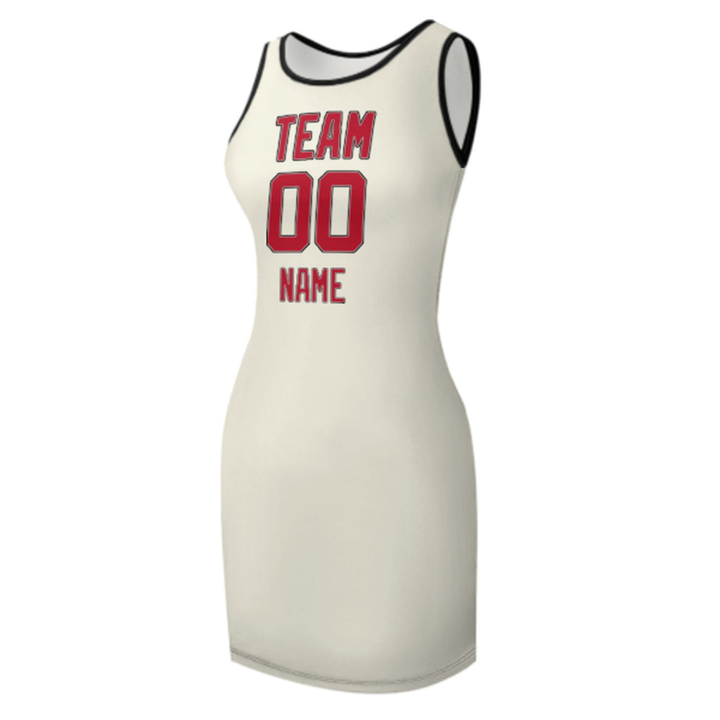 Custom Cream Red Sleeveless Vest Dress