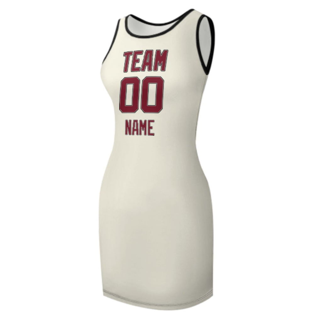 Custom Cream Crimson Red Sleeveless Vest Dress