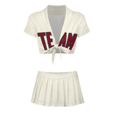Custom Cream Crimson Red Cheerleading Uniform Set