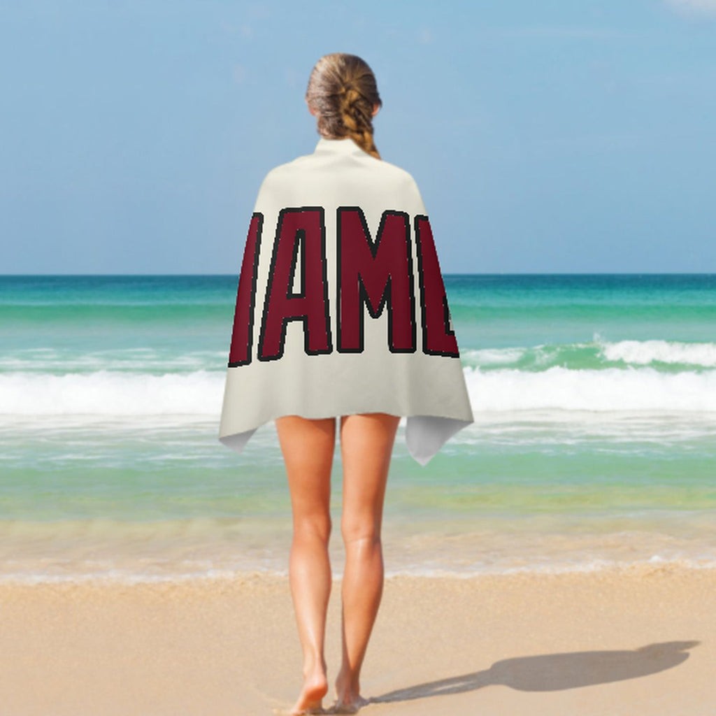 Custom Cream Crimson Red Beach Towel