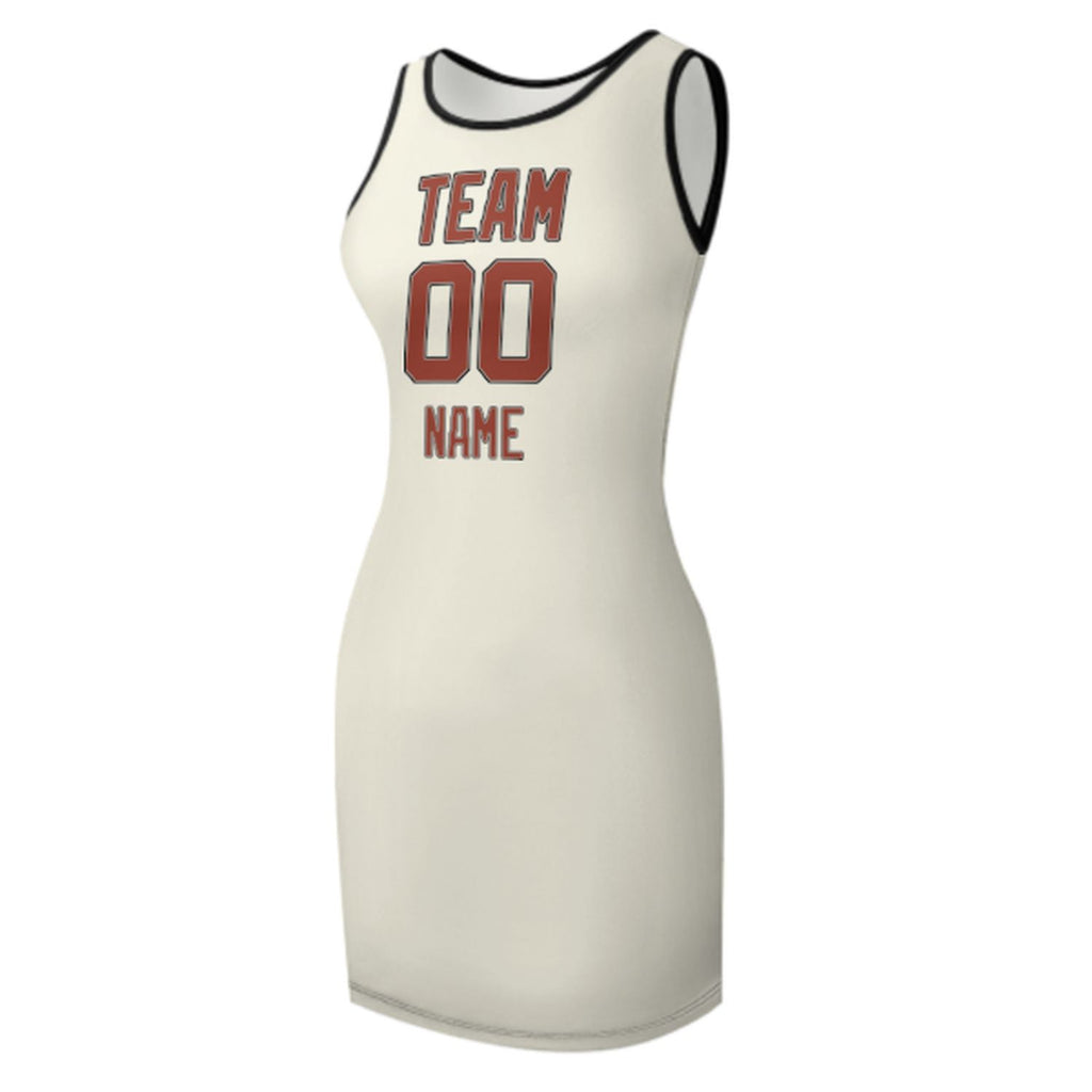 Custom Cream Coral Red Sleeveless Vest Dress