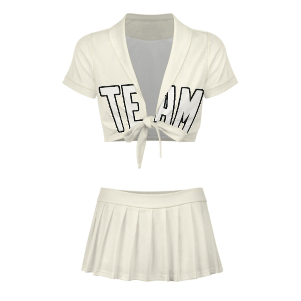 Custom Cream White Cheerleading Uniform Set