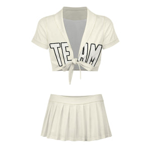 Custom Cream White Cheerleading Uniform Set