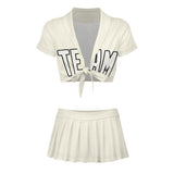 Custom Cream White Cheerleading Uniform Set