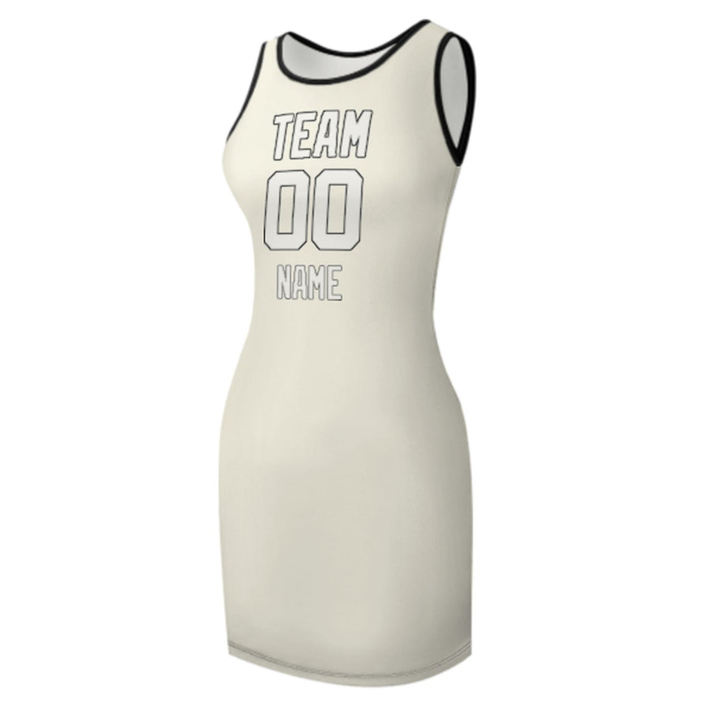 Custom Cream White Sleeveless Vest Dress