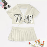 Custom Cream White Cheerleading Uniform Set