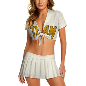 Custom Cream Yellow Cheerleading Uniform Set